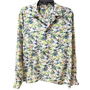 BODE One-of-a-Kind Vintage Fabric Blue Green Floral Button Up Shirt Size M/L